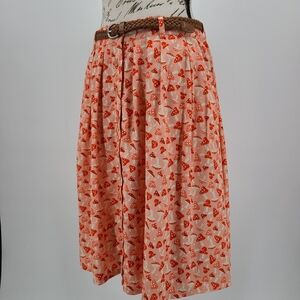 Modcloth Belted Cottagecore Mushroom Print A Line Skirt